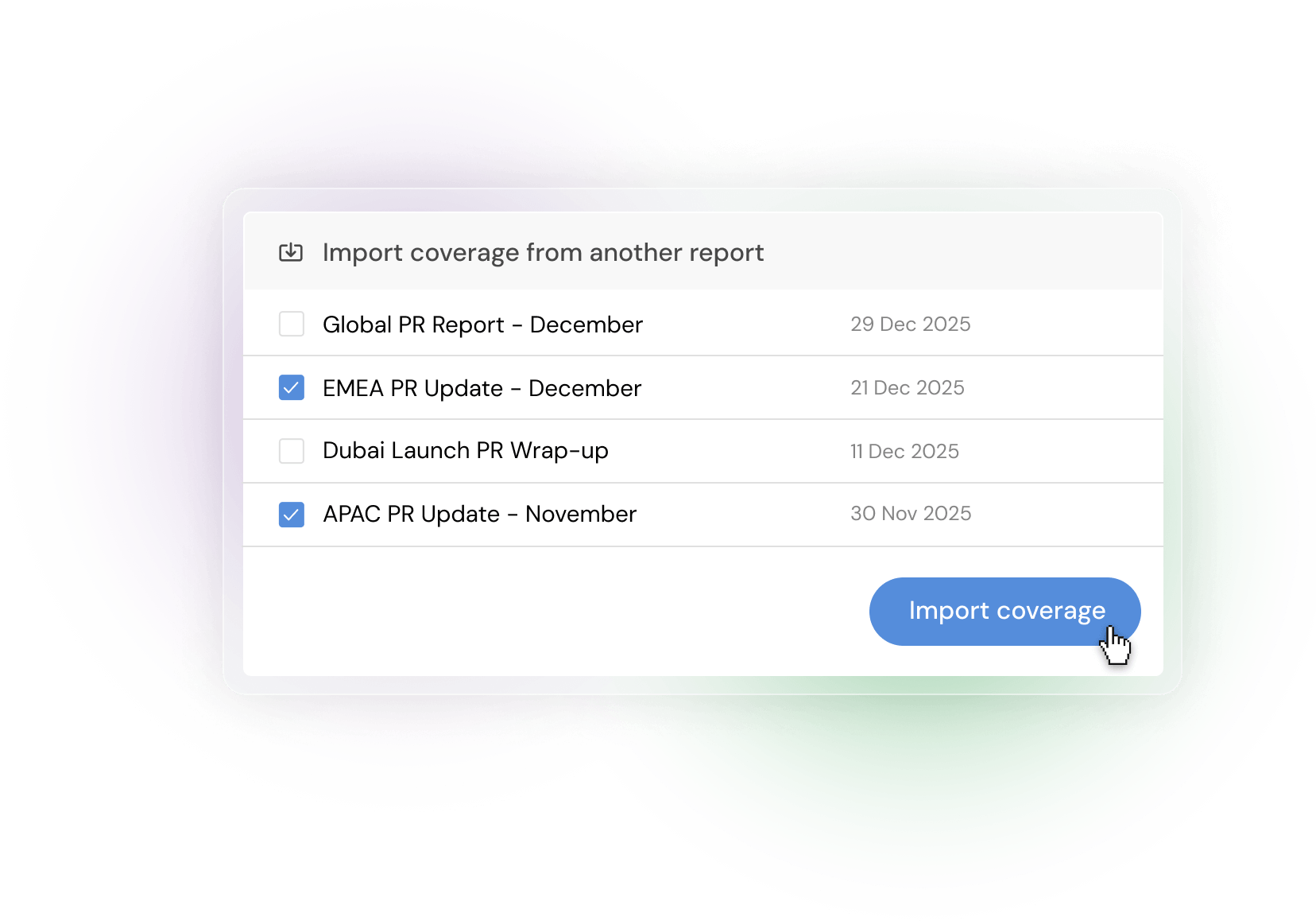Combining coverage from multiple reports into quarterly reviews