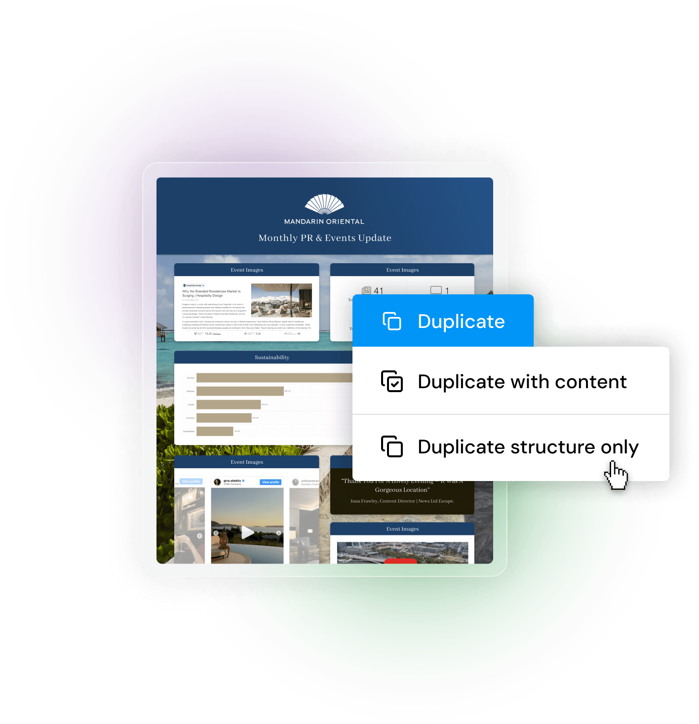 Creating and reusing report templates across clients